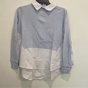 French Connection Mixed Media Blue and White Shirt S